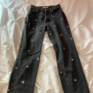 Hi rise straight legged jeans